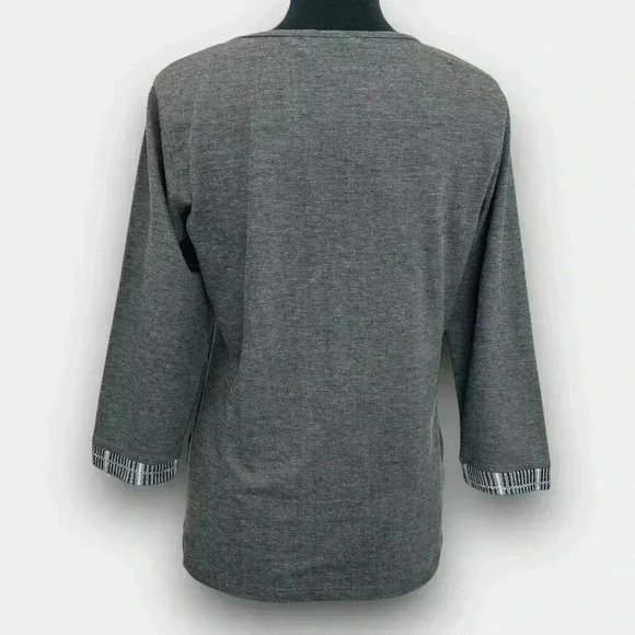 PARSLEY & SAGE ladies 3/4 sleeve medium grey/white/black scoop neck - Picture 4 of 10